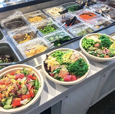 Pola Poke bowls with ingredients